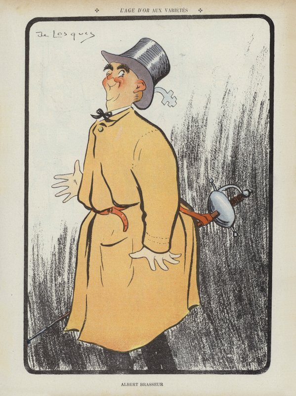 Albert Brasseur , fransk komiker og operettesanger. Illustrasjon for Le Rire av Daniel de Losques