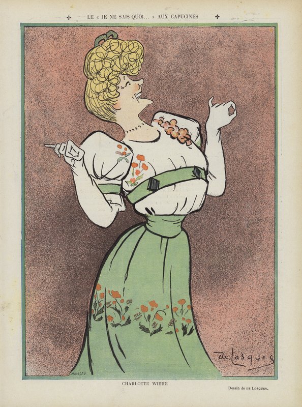 Charlotte Wiehe, dansk skuespillerinne. Illustrasjon for Le Rire av Daniel de Losques