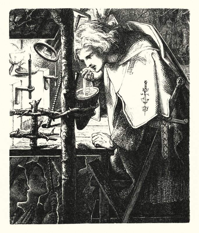 Sir Galahad (gravering) av Dante Gabriel (after) Rossetti