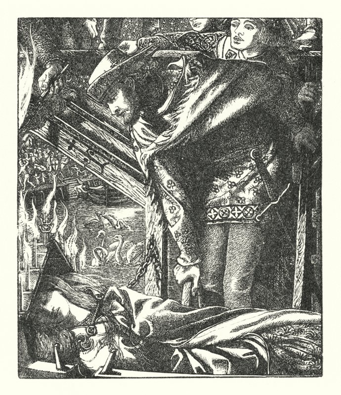 The Lady of Shalott (gravering) av Dante Gabriel (after) Rossetti
