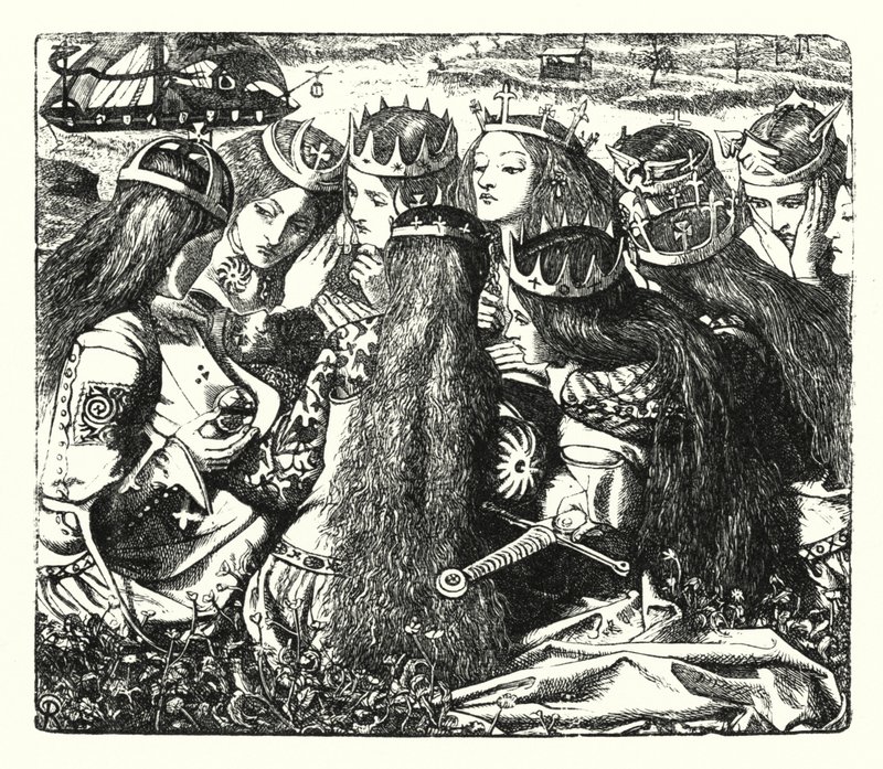 Kunstpalasset (gravering) av Dante Gabriel (after) Rossetti