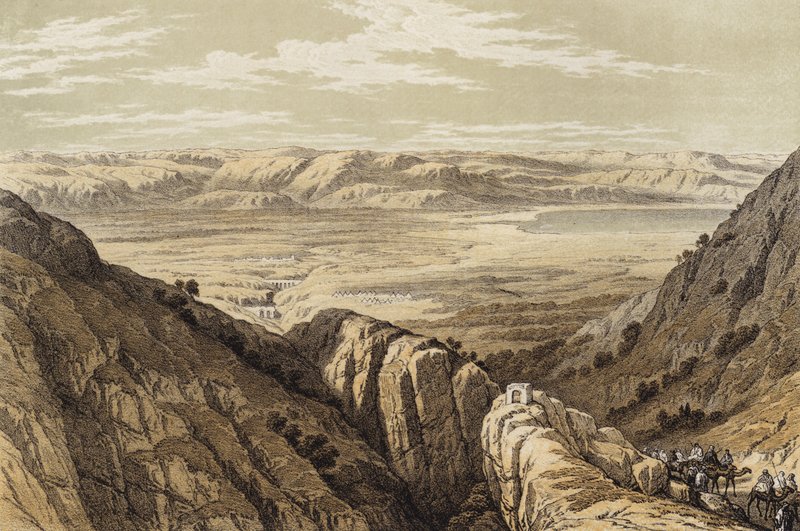 Nedstigning på Jordan-dalen (farge litho) av David (after) Roberts