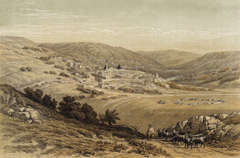 Generelt syn på Nasaret (farge litho) av David (after) Roberts