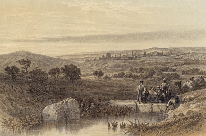 Jerusalem fra nord (farge litho) av David (after) Roberts