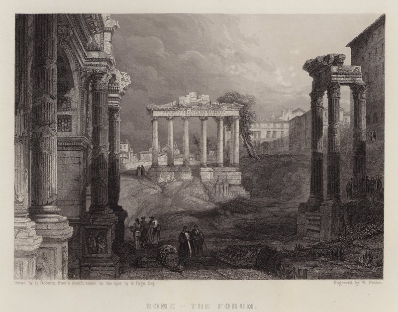 Roma, forumet (farge litho) av David (after) Roberts