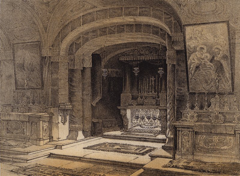 Bebudelsens helligdom, Nasaret (farge litho) av David (after) Roberts