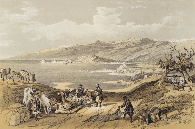 Sidon ser mot Libanon (farge litho) av David (after) Roberts