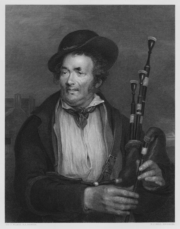 The Sekkepiper, fra bildet i Vernon Gallery (gravering) av David (after) Wilkie