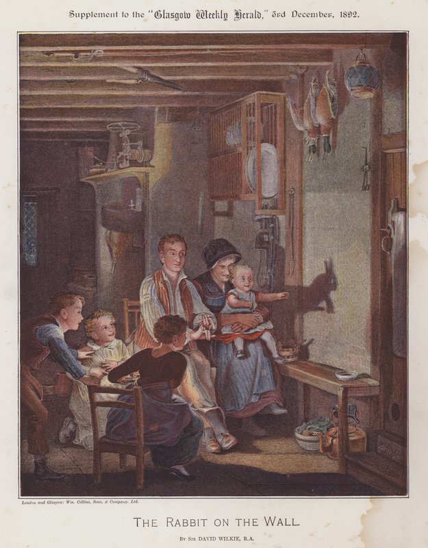Kaninen på veggen (farge litho) av David (after) Wilkie