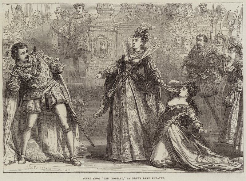 Scene fra Amy Robsart, på Drury Lane Theatre av David Henry Friston