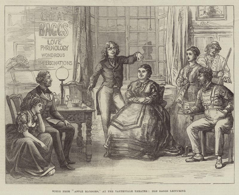 Scene fra Apple Blossoms, ved Vaudeville Theatre, Old Baggs foreleser av David Henry Friston