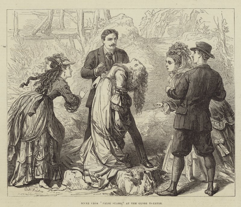 Scene fra False Shame, på Globe Theatre av David Henry Friston