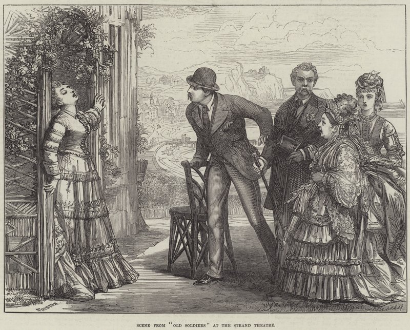 Scene fra Gamle soldater på Strandteatret av David Henry Friston