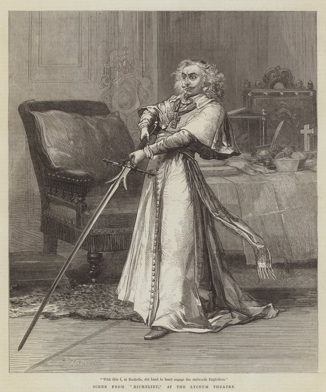 Scene fra Richelieu, på Lyceum Theatre av David Henry Friston