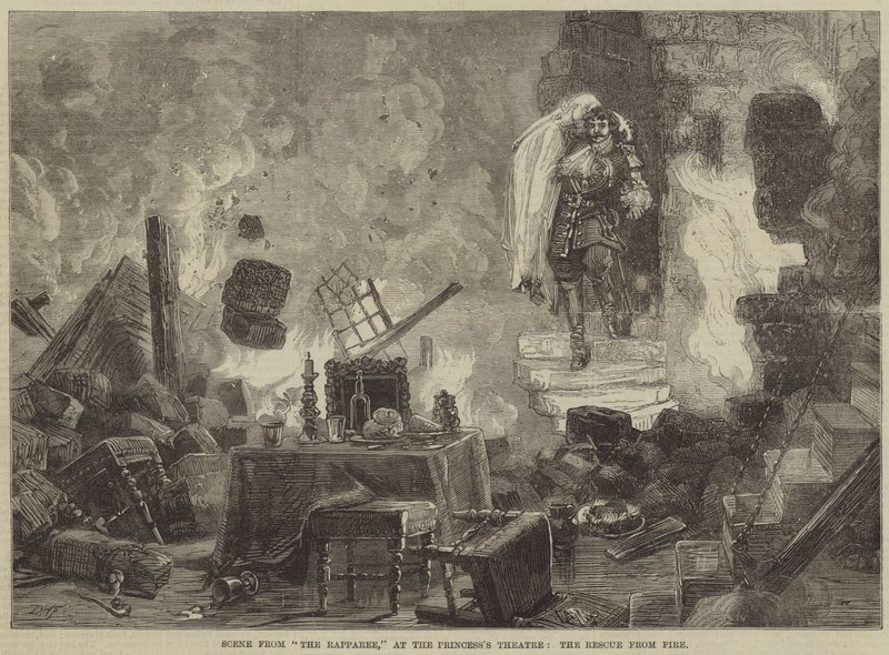 Scene fra The Raparee, på Princess Theatre, Rescue from Fire av David Henry Friston