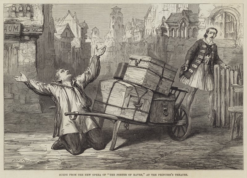 Scene fra New Opera of Porter of Havre, på Prinsessens Teater av David Henry Friston