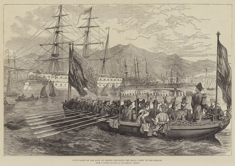 Statens lekter av kongen av Hellas som formidler det kongelige partiet til Serapis av David Henry Friston