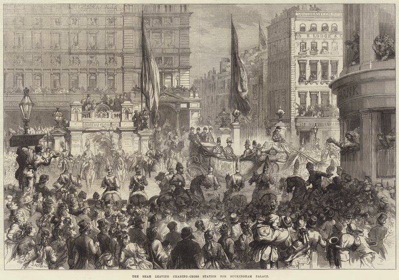Sjahen forlater Charing-Cross Station til Buckingham Palace av David Henry Friston