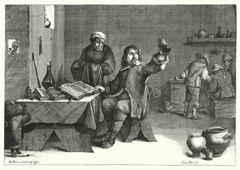 Urindoktoren (gravering) av David the Younger (after) Teniers