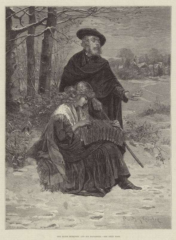 The Blind Minstrel og hans datter av Davidson Knowles