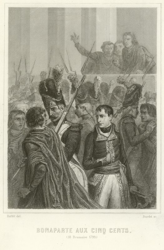 Napoleon Bonaparte omringet av medlemmer av rådet for fem hundre av Denis Auguste Marie Raffet