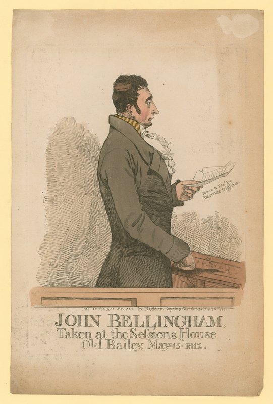 John Bellingham, tatt i Sessions House, Old Bailey, 15. mai 1812 av Denis Dighton