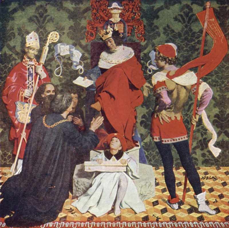 John Cabot og sønnene hans mottok charteret fra kong Henry VII for å seile på jakt etter nye land av Denis William Eden