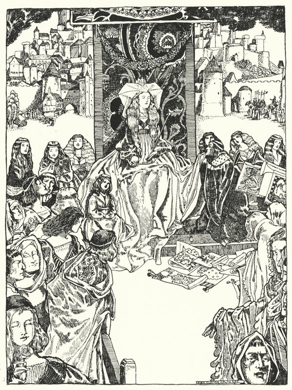 Prinsessen og frierne (gravering) av Dion Clayton Calthrop