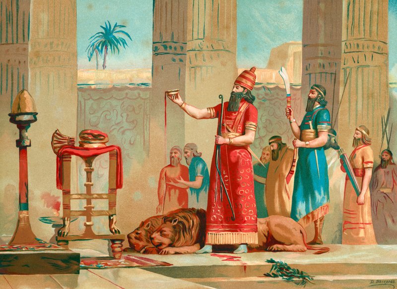 Ashurbanipal ofrer løver som offer av Dionisio Baixeras Verdaguer