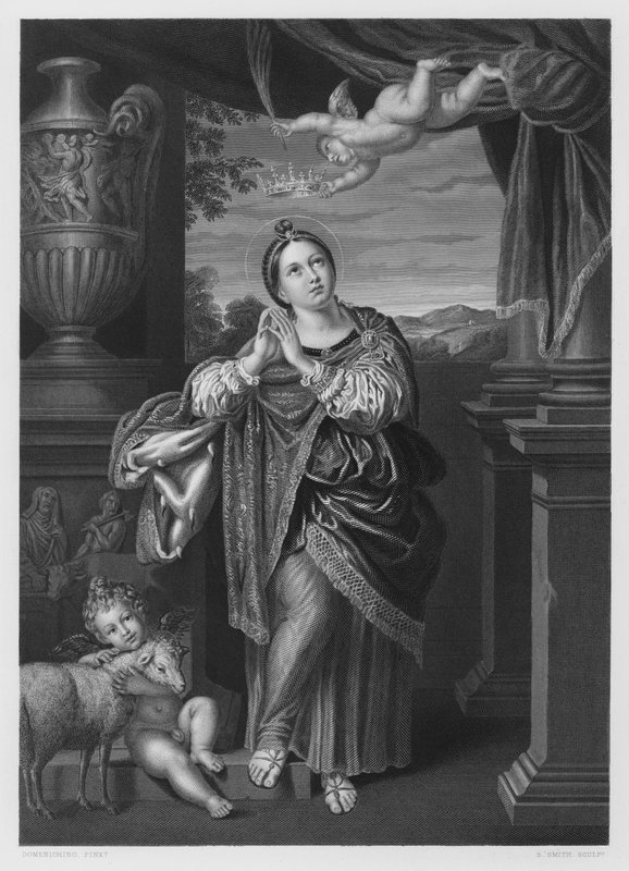 St Agnes, fra bildet i Den Kongelige Samling av Domenichino