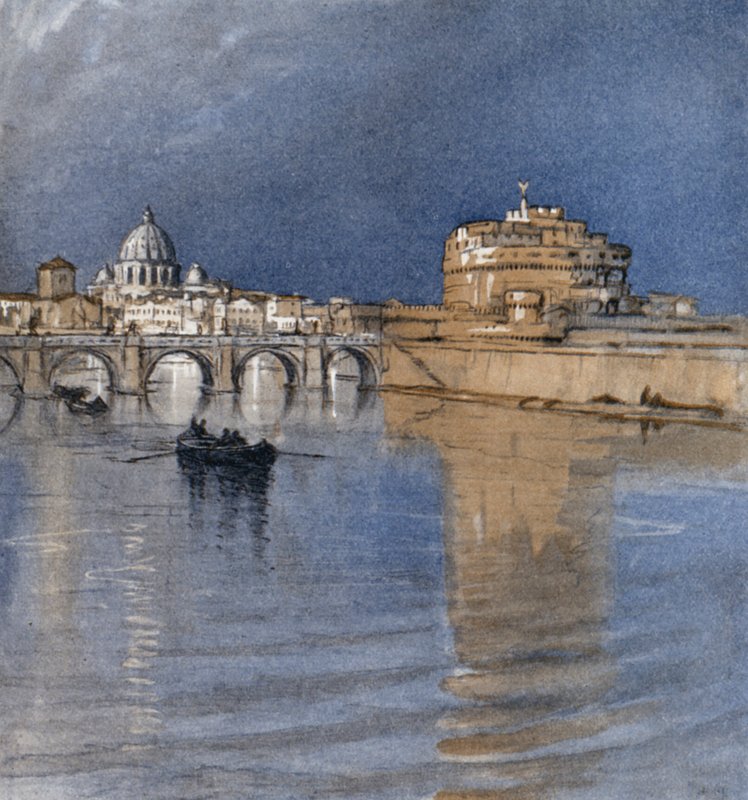 Roma og Tiberen (farge litho) av Donald (after) Maxwell