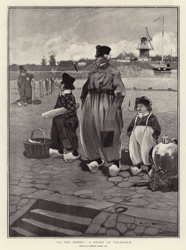 På Fergen, en studie ved Volendam av Dudley Hardy
