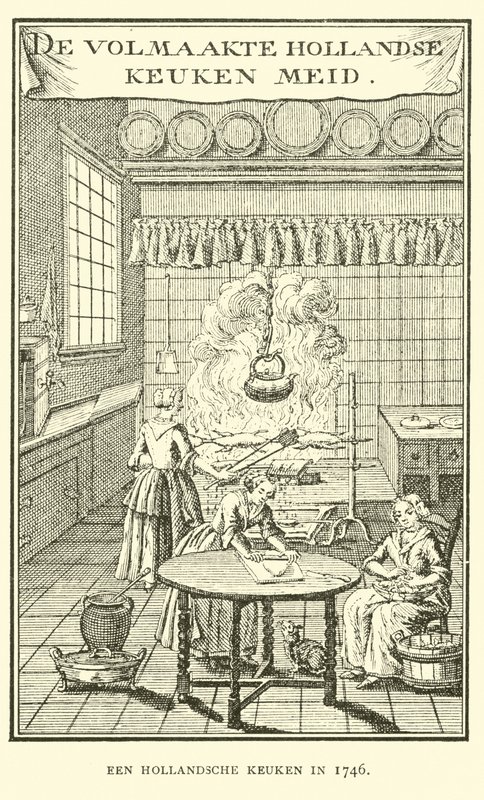Et nederlandsk kjøkken i 1746 av Dutch School