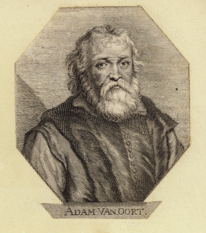 Adam Van Oort, født som Adam van Noort, en belgisk kunstner. Gravert av Johann Georg Waldreich av Dutch School