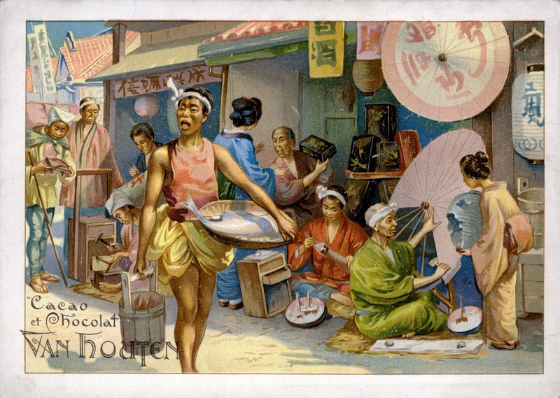 Asiatisk markedsscene av Dutch School