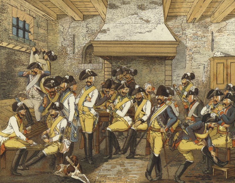 Nederlandske kavaleriuniformer, c1790 av Dutch School