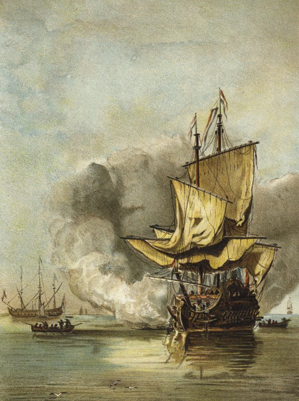 Nederlandsk krigsskip fra midten av 1600-tallet av Dutch School