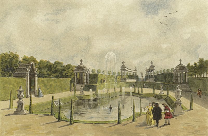 Hage til en villa, tidlig på 1700-tallet av Dutch School