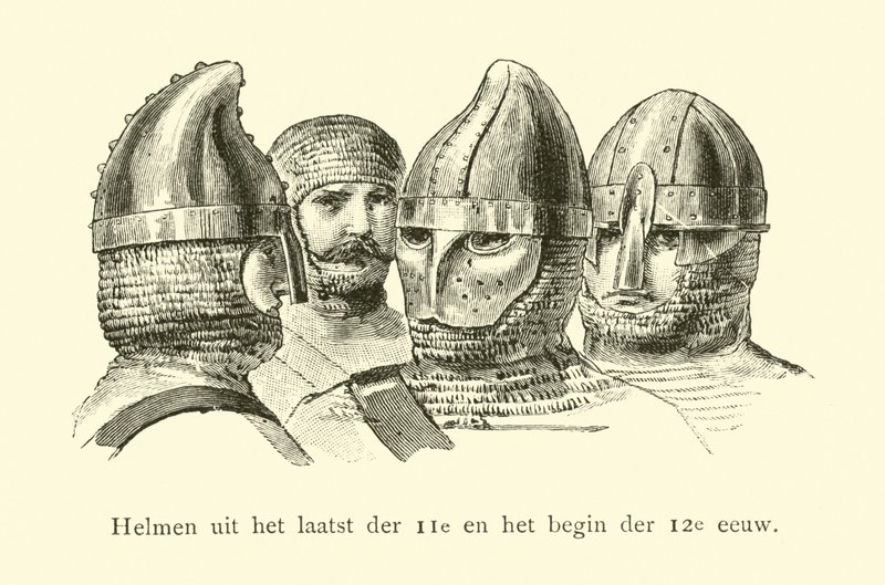 Hjelmer fra slutten av det 11. og tidlige 12. århundre av Dutch School