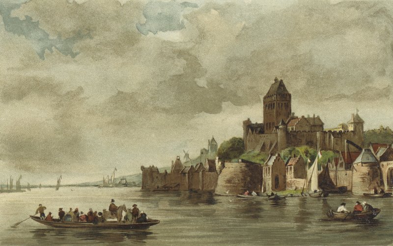 Utsikt over Valkhof-slottet, Nijmegen av Dutch School