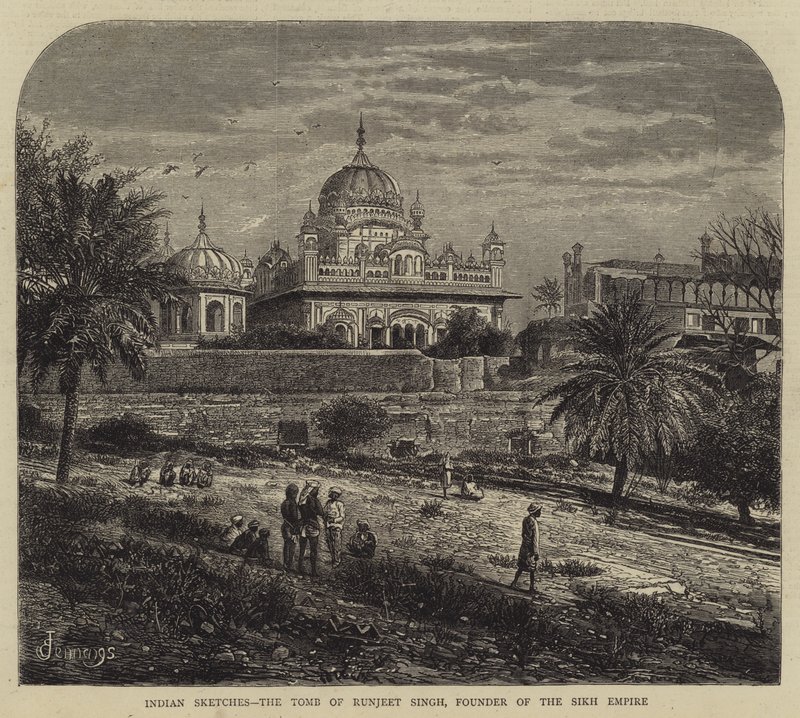 Indian Sketches, graven til Runjeet Singh, grunnlegger av Sikh-imperiet av E. Jennings