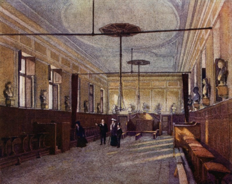 Eton: Upper School klarert for "Chambers" (farge litho) av E. D. Brinton
