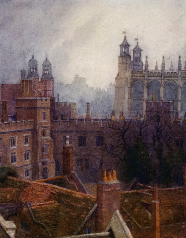Eton: Weston's Yard (litho-farge) av E. D. Brinton