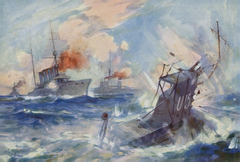 Senking av den tyske ubåten U-15 av HMS Birmingham av E. S. Hodgson