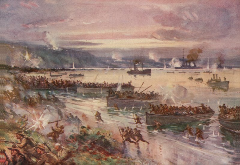 Dardanellenes operasjoner: landingen av australierne i Gallipoli, april 1915 av E. S. Hodgson