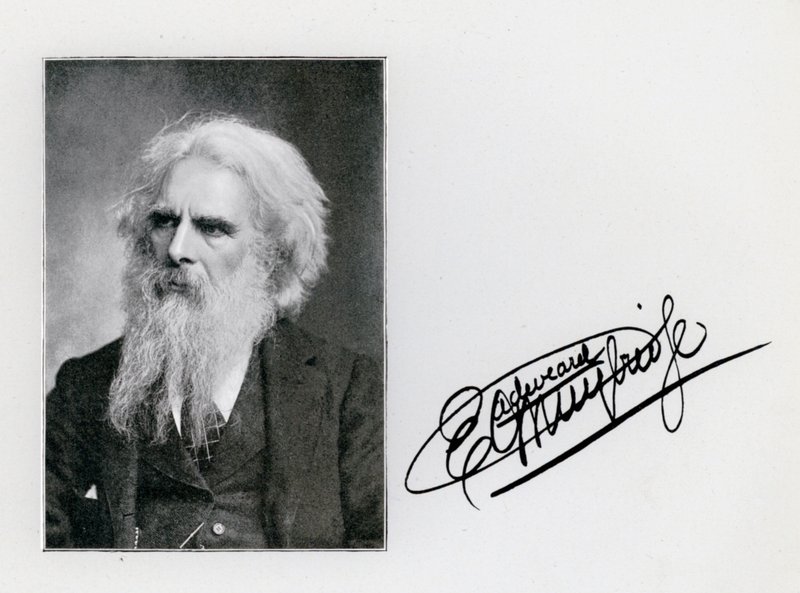 Eadweard Muybridge, portrett og signatur (s/hvitt-bilde) av Eadweard Muybridge