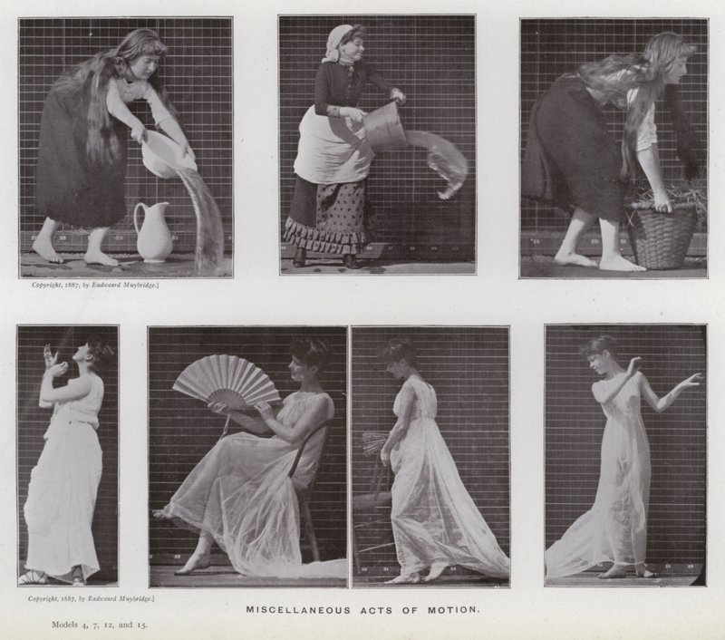 The Human Figure in Motion: Diverse bevegelseshandlinger (s/hvitt-bilde) av Eadweard Muybridge