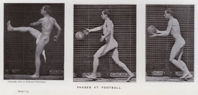 The Human Figure in Motion: Phases at football (s/hv-bilde) av Eadweard Muybridge