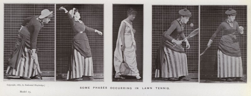 Den menneskelige figuren i bevegelse: Noen faser som oppstår i plentennis (s/hvitt-bilde) av Eadweard Muybridge