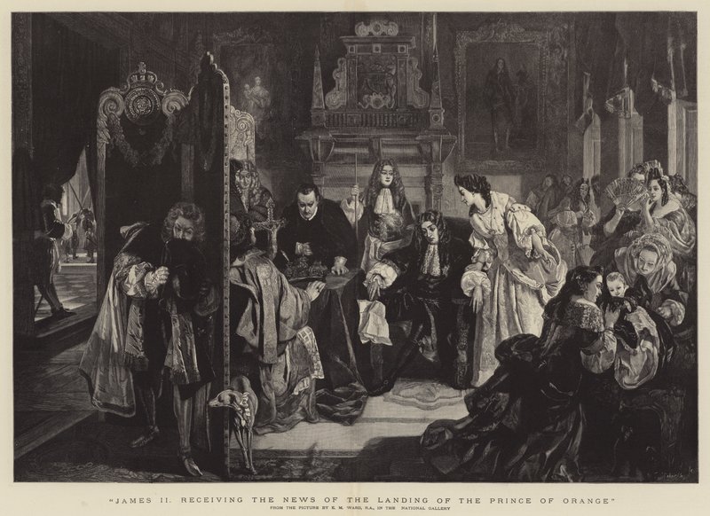 James II mottar nyhetene om landingen til prinsen av Orange av Edgar Melville Ward